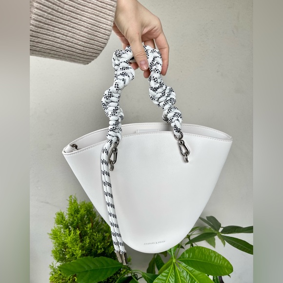 Charles & Keith Handbags - Charles & Keith white bucket / top handle / crossbody bag
